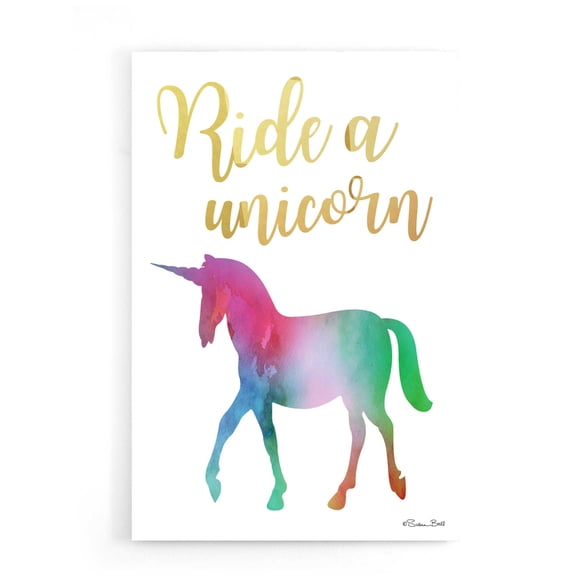 Epic Art 'Ride a Unicorn' by Susan Ball, Acrylic Glass Wall Art, 16"x24"