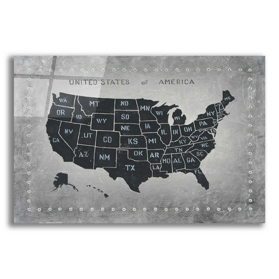 Epic Art 'Riveting USA Map' by James Wiens, Acrylic Glass Wall Art, 24"x16"