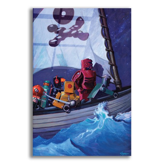 Epic Art 'Robo Pirates CMYK' by Eric Joyner, Acrylic Glass Wall Art, 12"x16"