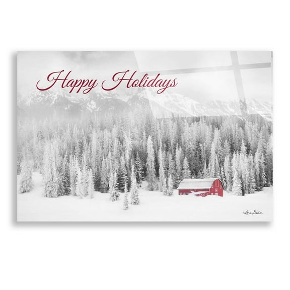 Epic Art 'Rocky Mountains Snow Storm with Barn' by Lori Deiter, Acrylic Glass Wall Art, 24"x16"