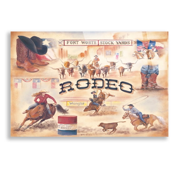 Epic Art 'Rodeo' by Pam Britton, Acrylic Glass Wall Art, 24"x16"