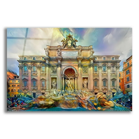 Epic Art 'Rome Italy Trevi Fountain' by Pedro Gavidia, Acrylic Glass Wall Art, 24"x16"