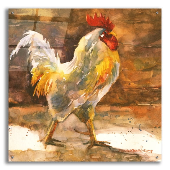 Epic Art 'Rooster Barn'  by Annelein Beukenkamp Acrylic Glass Wall Art, 36" x 36"