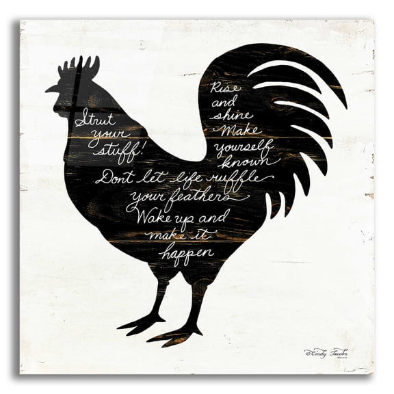 Epic Art 'Rooster - Strut Your Stuff' by Cindy Jacobs, Acrylic Glass Wall Art, 12"x12"