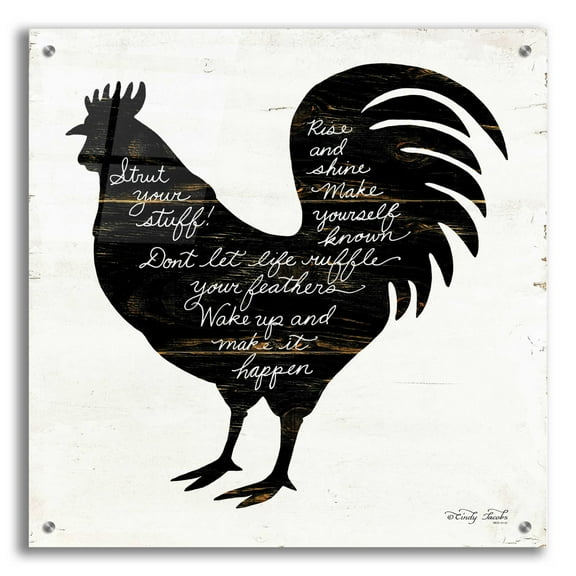 Epic Art 'Rooster - Strut Your Stuff' by Cindy Jacobs, Acrylic Glass Wall Art, 24"x24"