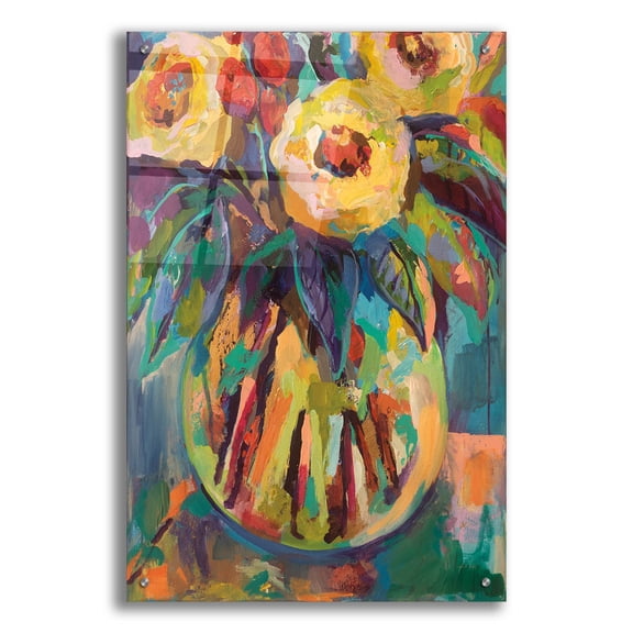 Epic Art 'Round Vase' by Jeanette Vertentes, Acrylic Glass Wall Art, 24"x36"