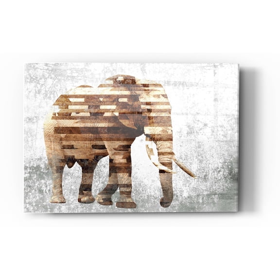 Epic Art 'Rustic Brown Elephant' by Irena Orlov, Acrylic Glass Wall Art, 24"x36"