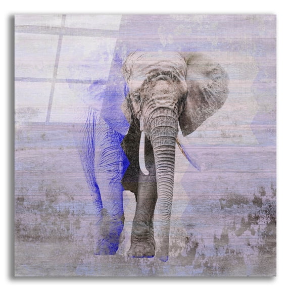 Epic Art 'Rustic Purple Elephant' by Irena Orlov, Acrylic Glass Wall Art, 12"x12"