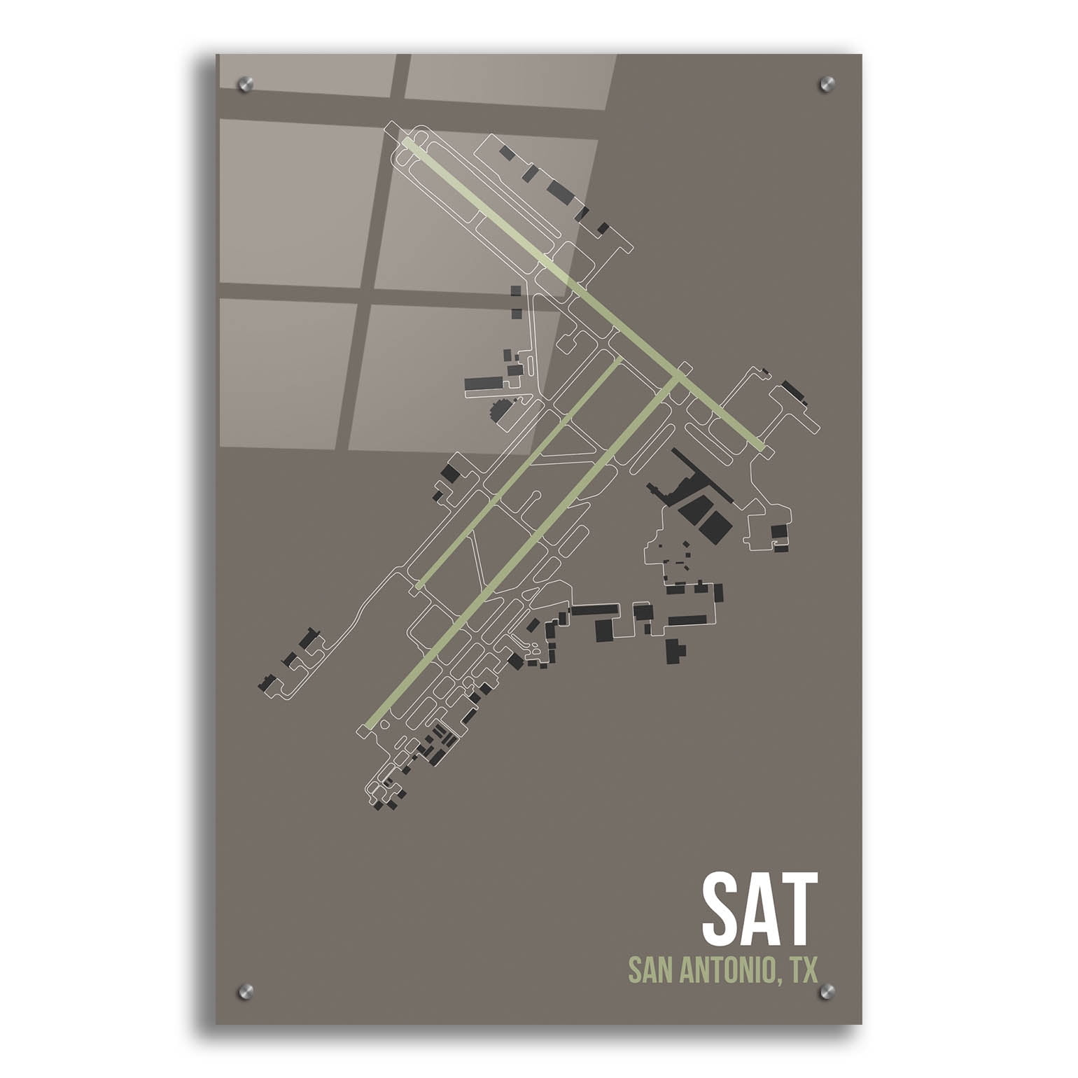 Epic Art 'SAT Airport Layout' by O8 Left, Acrylic Glass Wall Art, 24 ...