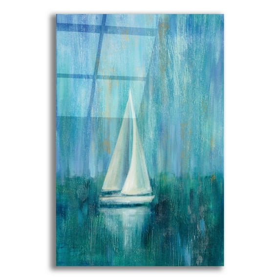Epic Art 'Sailboat Simplicity I' by Silvia Vassileva, Acrylic Glass Wall Art, 16"x24"