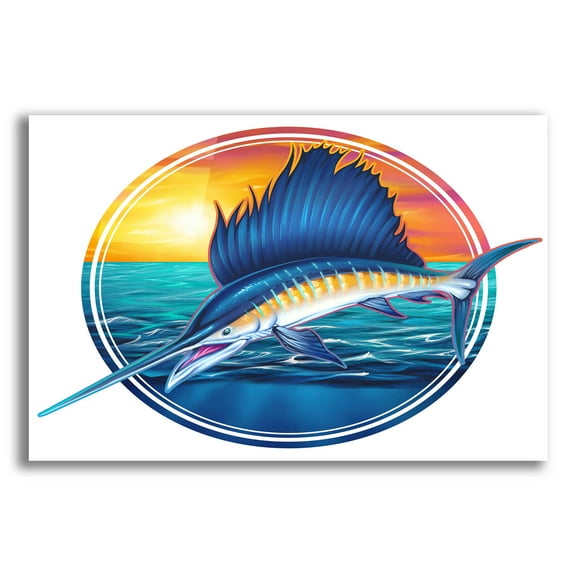 Epic Art 'Sailfish Illustration' by Flyland Designs, Acrylic Glass Wall Art, 16"x12"