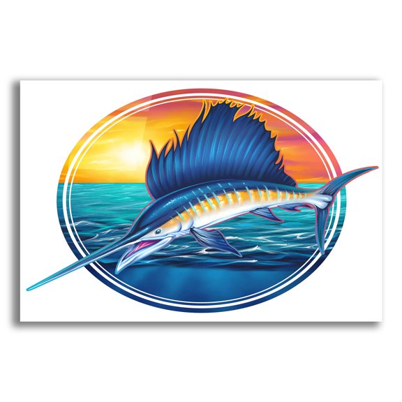 Epic Art 'Sailfish Illustration' by Flyland Designs, Acrylic Glass Wall Art, 24"x16"