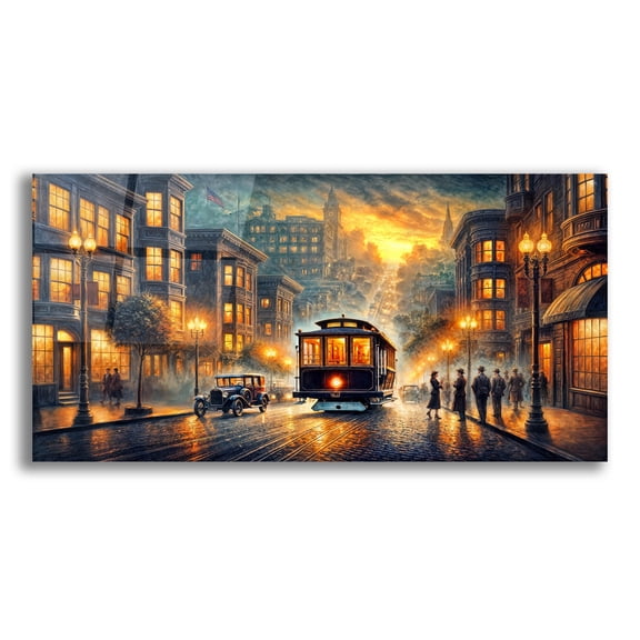 Epic Art 'San Francisco 1920s' by Rey Klimt Acrylic Glass Wall Art, 24" x 12"