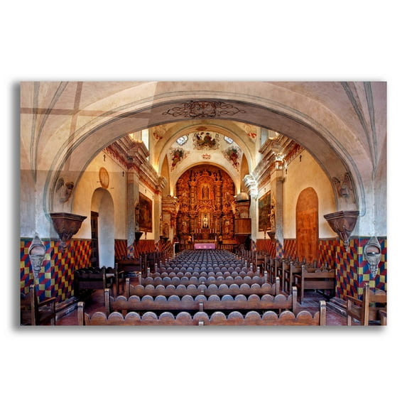 Epic Art 'San Xavier from front door' by Mike Jones, Acrylic Glass Wall Art, 16"x12"