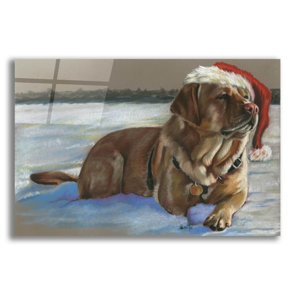 Epic Art 'Santa's Fuzzy Elf' by Barbara Keith, Acrylic Glass Wall Art, 16"x12"