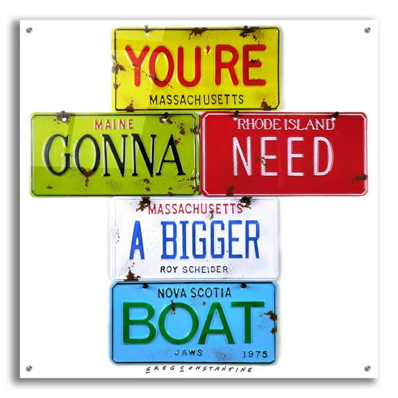 Epic Art 'Scheider Bigger Boat' by Gregory Constantine, Acrylic Glass Wall Art, 36"x36"