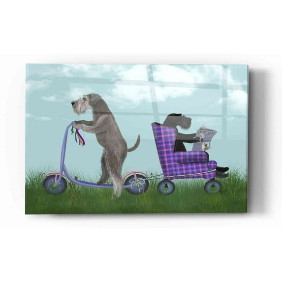 Epic Art 'Schnauzer Scooter' by Fab Funky Acrylic Glass Wall Art, 12"x16"
