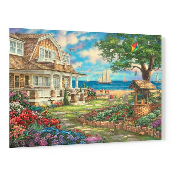 Epic Art 'Sea Garden Cottage' by Chuck Pinson, Acrylic Glass Wall Art, 36"x24"