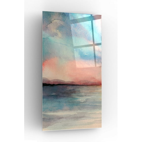 Epic Art 'Sea Sunset Triptych I' by Grace Popp, Acrylic Glass Wall Art, 12"x24"