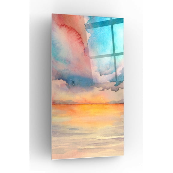 Epic Art 'Sea Sunset Triptych II' by Grace Popp, Acrylic Glass Wall Art, 24"x48"