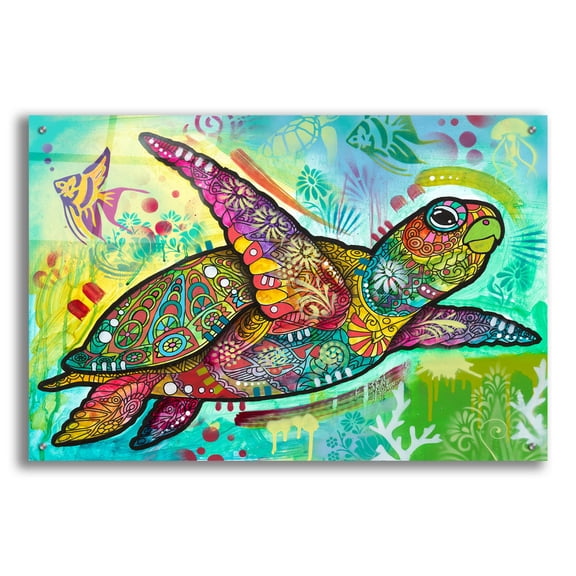 Epic Art 'Sea Turtle 2' by Dean Russo Acrylic Glass Wall Art, 36" x 24"