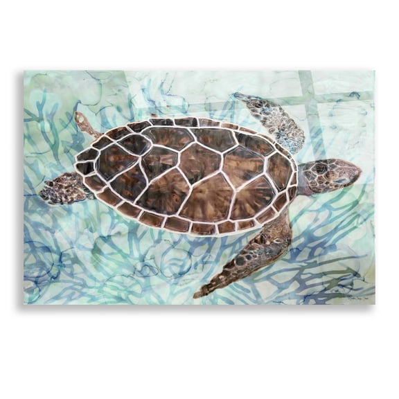 Epic Art 'Sea Turtle Collage 1' by Stellar Design Studio, Acrylic Glass Wall Art, 16"x12"