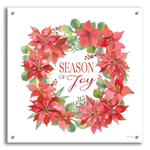 Epic Art 'Season of Joy Wreath' by Cindy Jacobs, Acrylic Glass Wall Art, 24"x24"
