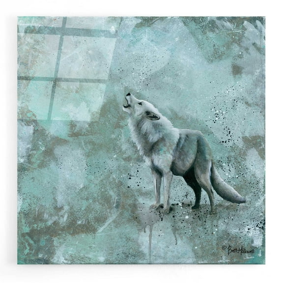 Epic Art 'Simplicity Wolf' by Britt Hallowell, Acrylic Glass Wall Art, 12"x12"