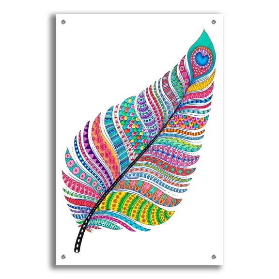 Epic Art 'Single Feather' by Hello Angel, Acrylic Glass Wall Art, 24"x36"