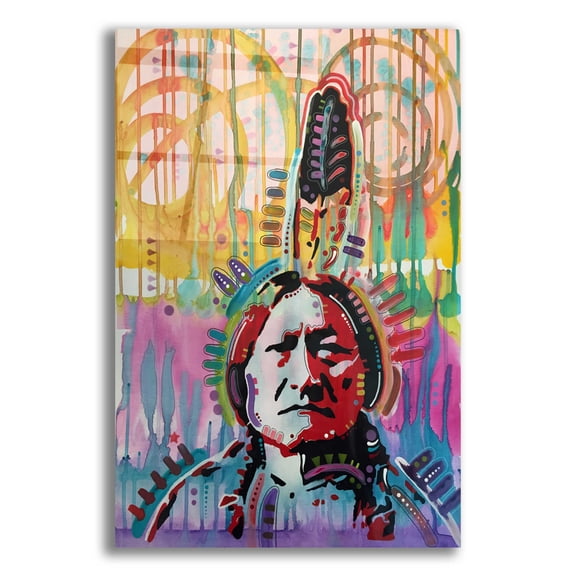 Epic Art 'Sitting Bull purple' by Dean Russo, Acrylic Glass Wall Art, 12"x16"