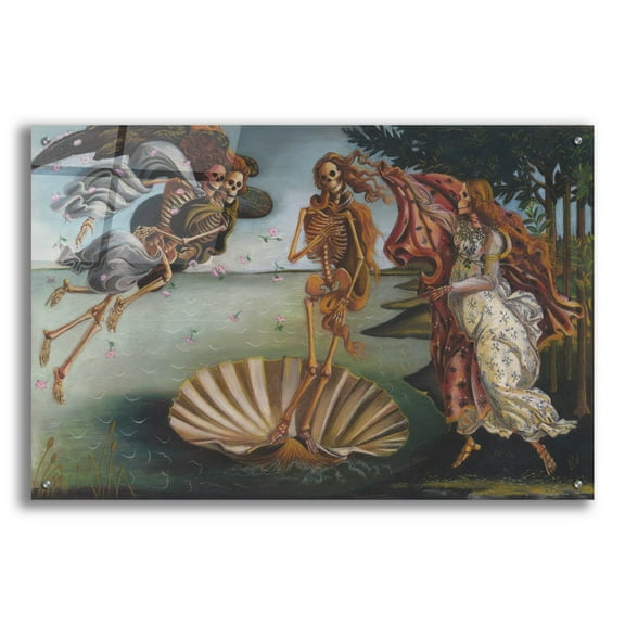 Epic Art 'Skelly on the Half Shell' by Marie Marfia Fine Art, Acrylic Glass Wall Art, 36"x24"