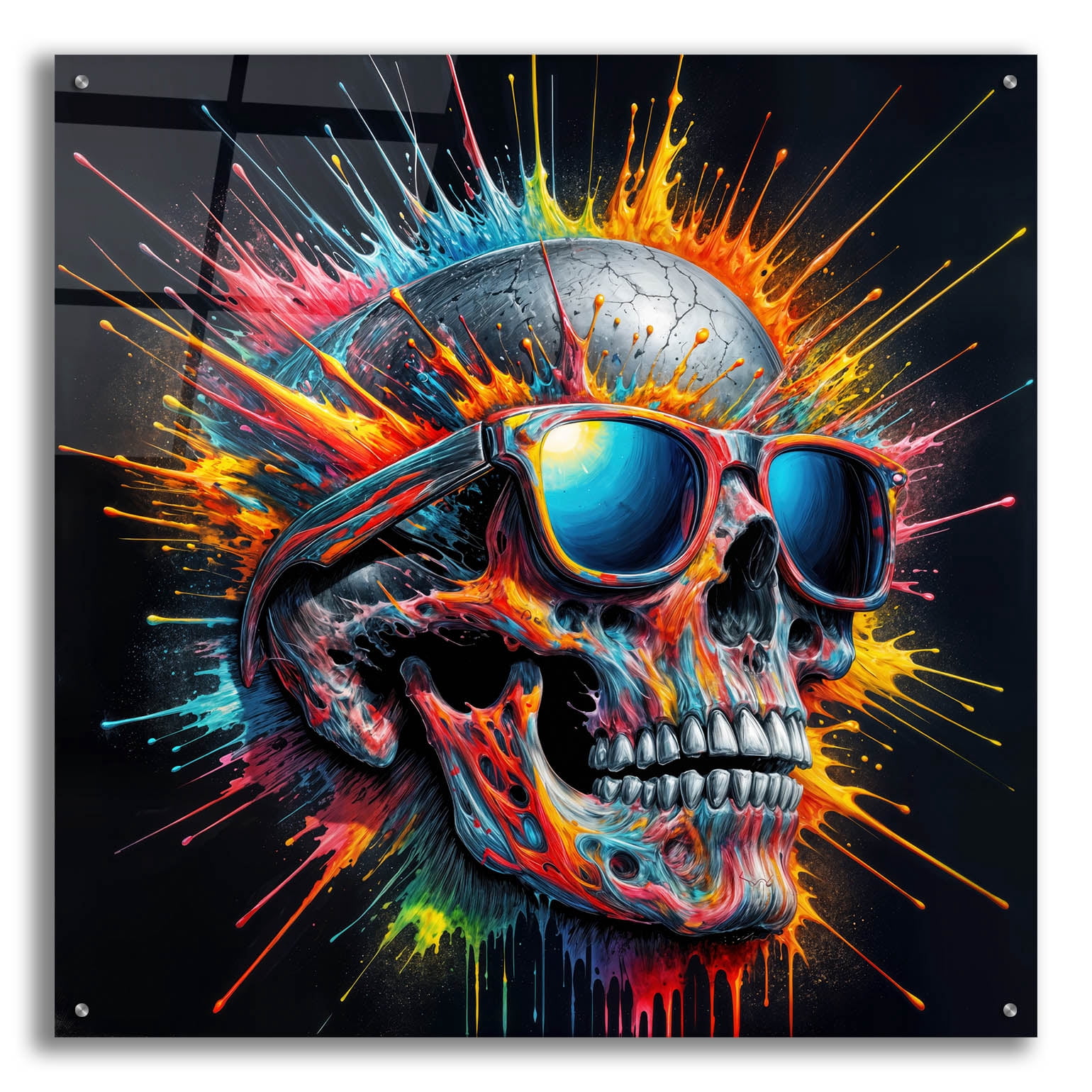 Epic Art 'Skull In Sunglases' by Rey Klimt Acrylic Glass Wall Art
