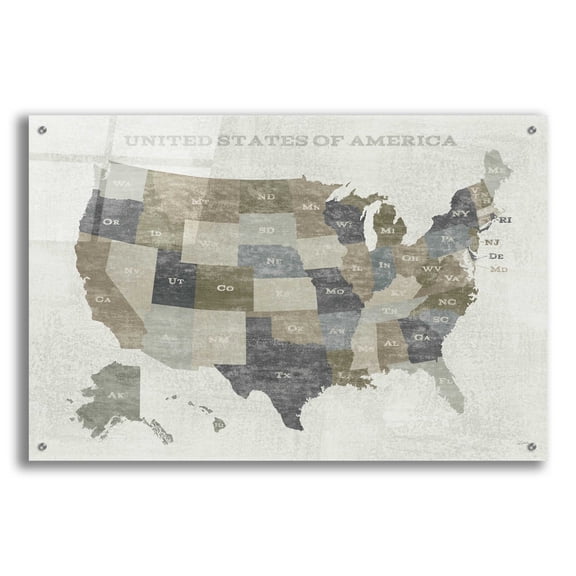 Epic Art 'Slate US Map' by Sue Schlabach, Acrylic Glass Wall Art, 36"x24"