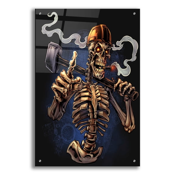 Epic Art 'Sledgehammer Skeleton Licensing' by Flyland Designs, Acrylic Glass Wall Art, 24"x36"