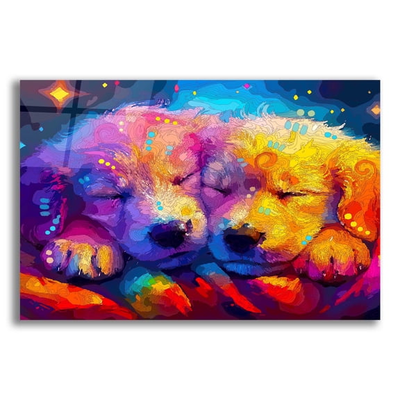 Epic Art 'Sleepytime Goldens'  by Dean Russo Acrylic Glass Wall Art, 16" x 12"