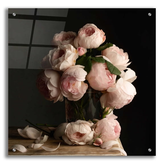 Epic Art 'Smitten by Roses Dark' by Leah McLean, Acrylic Glass Wall Art, 24"x24"