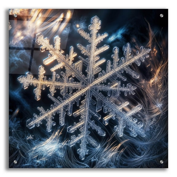 Epic Art 'Snowflake 1' by Rey Klimt Acrylic Glass Wall Art, 24" x 24"