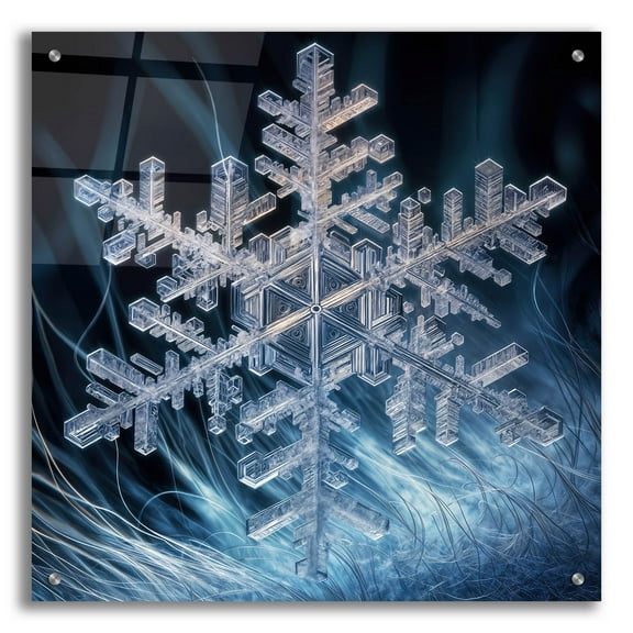 Epic Art 'Snowflake 3' by Rey Klimt Acrylic Glass Wall Art, 24" x 24"