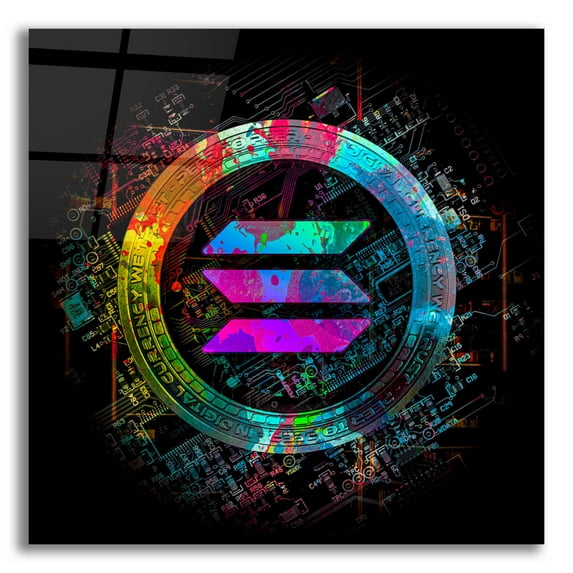 Epic Art 'Solana Crypto Giga Coin' by Epic Portfolio, Acrylic Glass Wall Art, 12"x12"