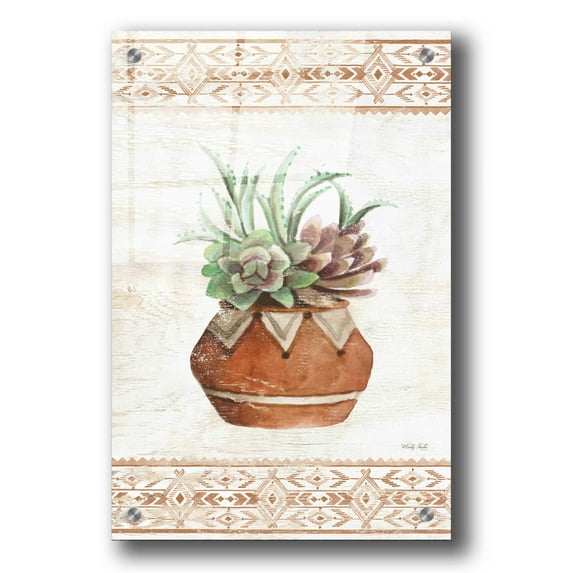 Epic Art 'Southwest Terracotta Succulents II' by Cindy Jacobs, Acrylic Glass Wall Art, 24"x36"