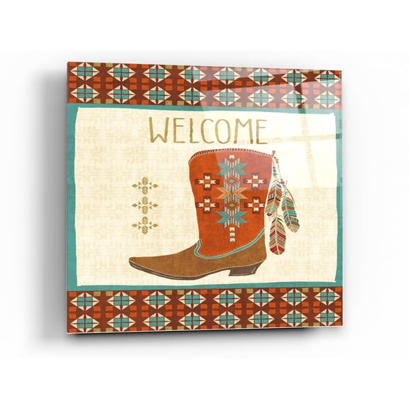 Epic Art 'Southwest at Heart IV FLAG' by Veronique Charron, Acrylic Glass Wall Art, 24"x24"