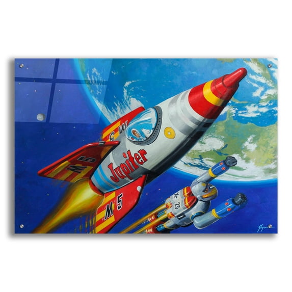 Epic Art 'Space Patrol 2' by Eric Joyner, Acrylic Glass Wall Art, 36"x24"