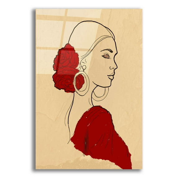 Epic Art 'Spanish Flamenco Woman Dancer Portrait' by Sabrina Balbuena, Acrylic Glass Wall Art, 16"x24"