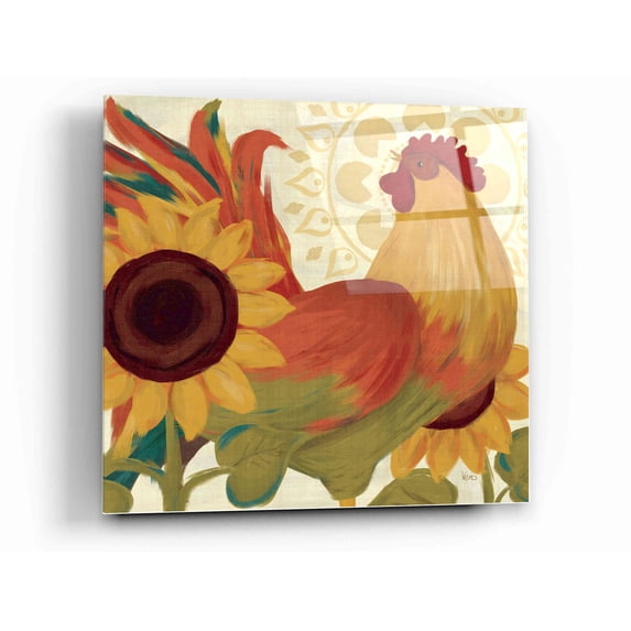 Epic Art 'Spice Roosters II' by Veronique Charron, Acrylic Glass Wall Art, 12"x12"