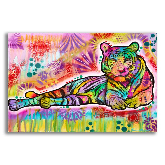 Epic Art 'Spiritual Tiger' by Dean Russo Acrylic Glass Wall Art, 24" x 16"