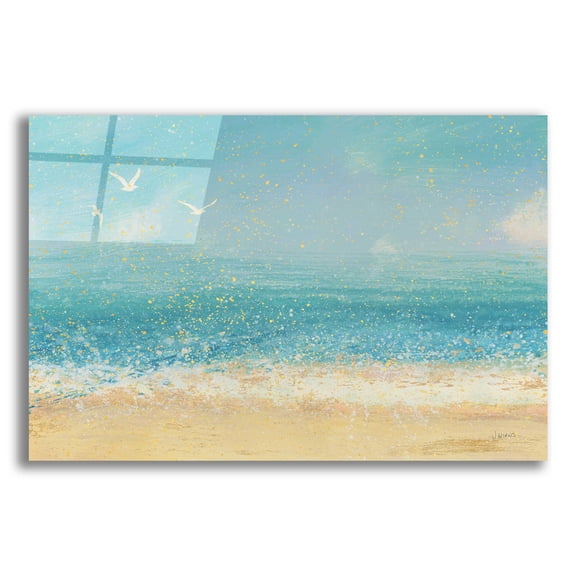 Epic Art 'Splatter Beach I' by James Wiens, Acrylic Glass Wall Art, 16"x12"