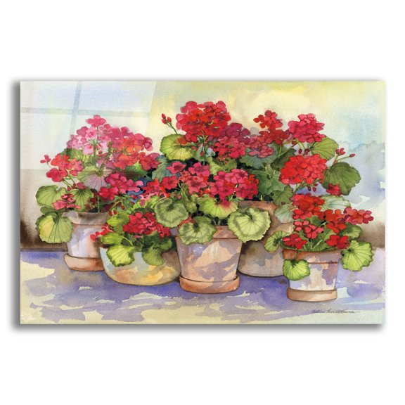 Epic Art 'Spring Geraniums' by Kathleen Parr Acrylic Glass Wall Art, 24" x 16"