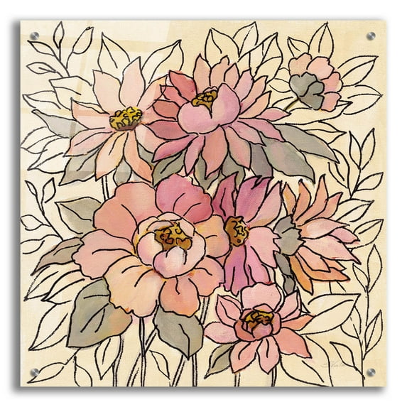 Epic Art 'Spring Lace Floral II' by Silvia Vassileva, Acrylic Glass Wall Art, 24"x24"