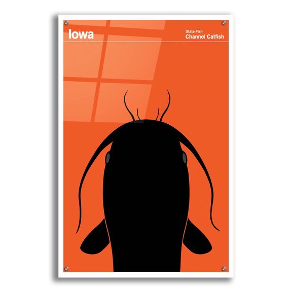 Epic Art 'State Posters IA' by Print Collection, Acrylic Glass Wall Art, 24"x36"