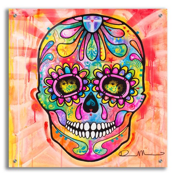 Epic Art 'Sugar Skull - Day of the Dead' by Dean Russo, Acrylic Glass Wall Art, 24"x24"